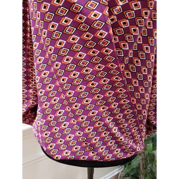 Pleione Women's Multicolor 100% Polyester V-Neck Long Sleeve Top Blouse Size S - Picture 3 of 13